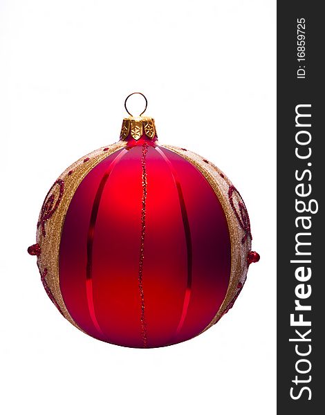 Red dull christmas ball on white background. Red dull christmas ball on white background