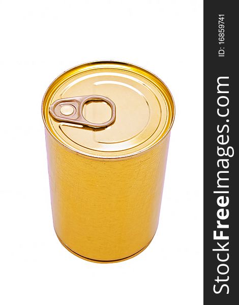 Yellow can isolated on the white