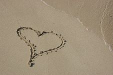 Heart Drawn In Sand Royalty Free Stock Image