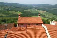 View Of The House With Red Roofs And The Valley Royalty Free Stock Image View Of The House With Red Roofs And The Valley Royalty Free Stock Image