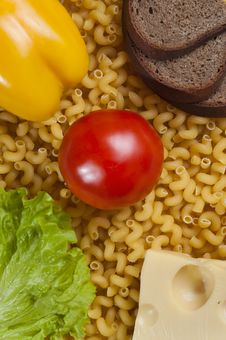 Bread, Macaroni And Vegetables Royalty Free Stock Image Bread, Macaroni And Vegetables Royalty Free Stock Image