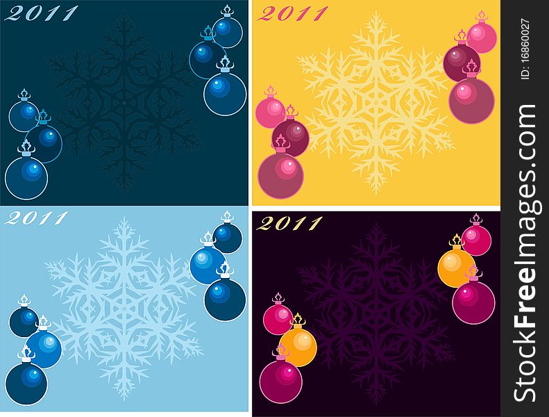 Postcard for Christmas with Christmas tree balls. Postcard for Christmas with Christmas tree balls