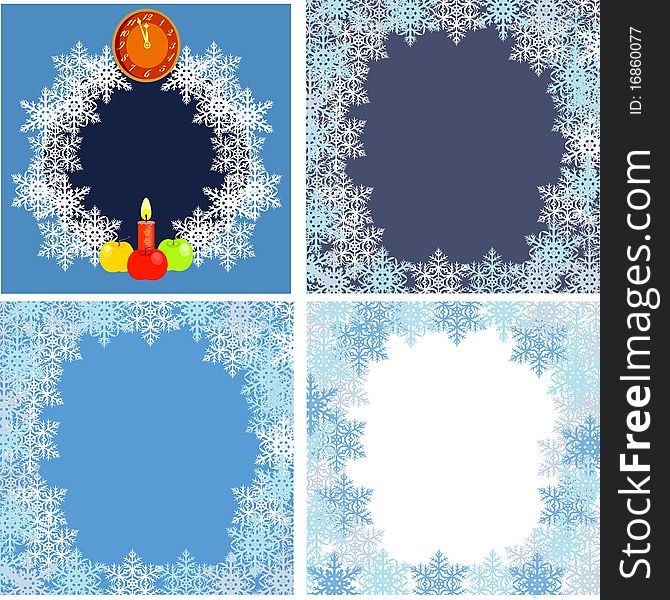 Postcard with snowflake on the different background