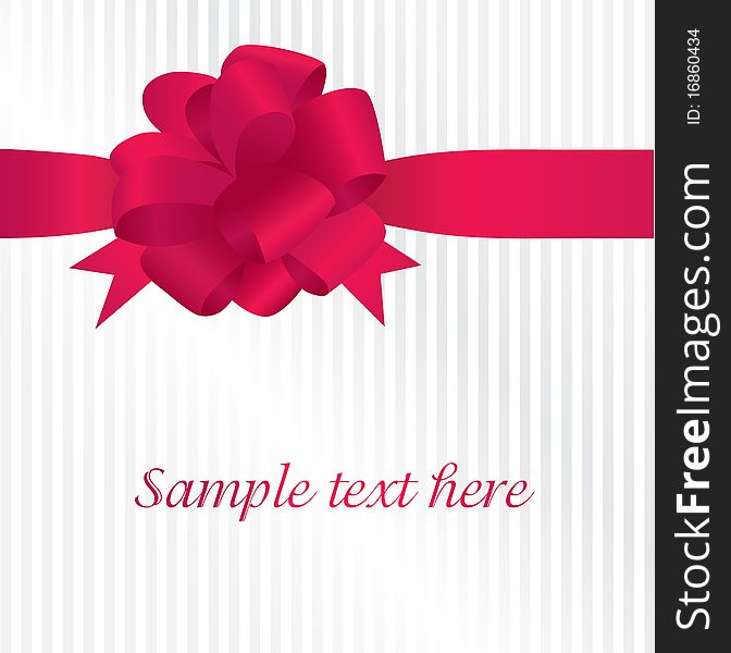 Greeting card with red satin bow and place for your text