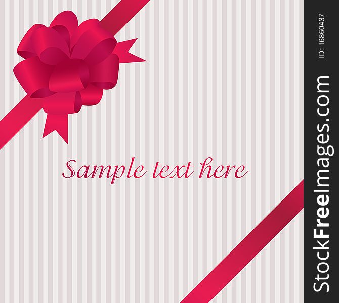 Greeting card with red satin bow and place for your text