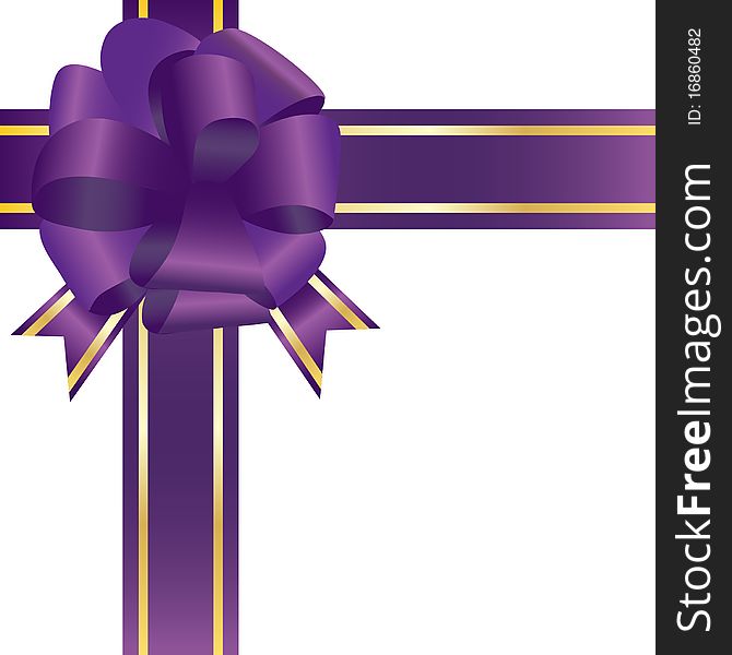 Vector illustration of glossy violet festive bow