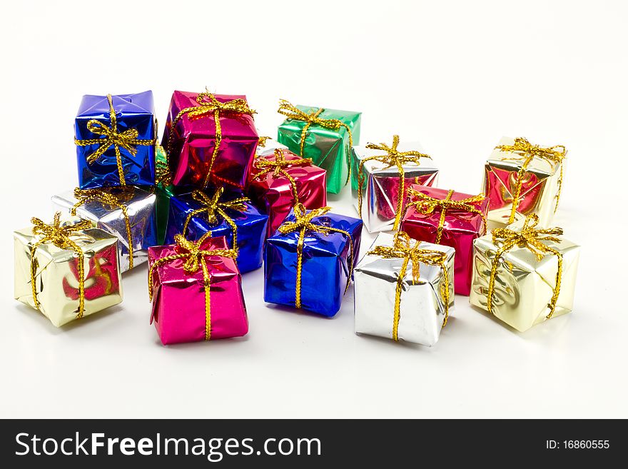 Colorful presents isolated on white