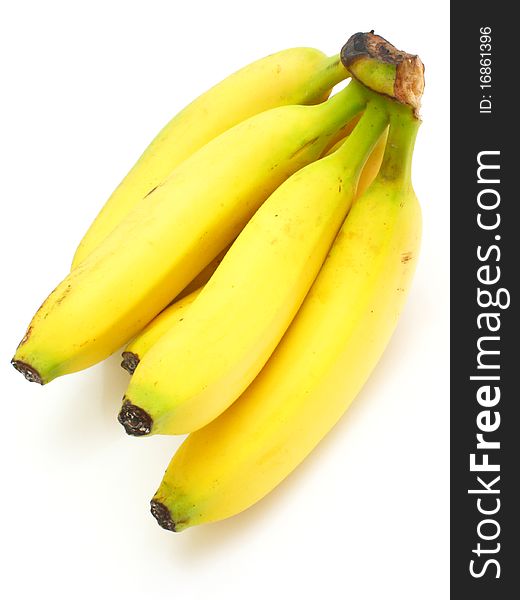 Yellow bananas apples and pears a still-life on a white background