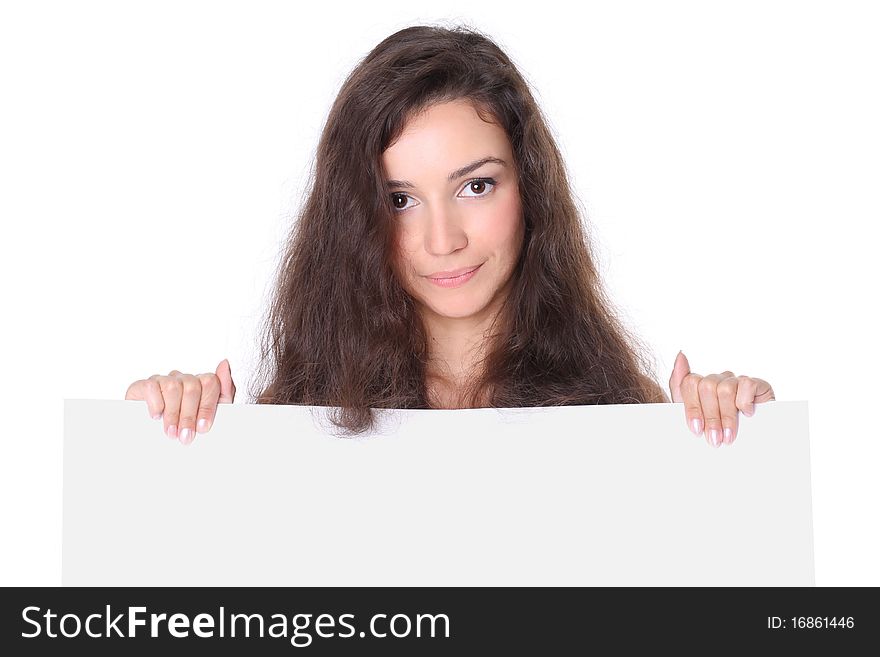 Beautiful Woman With Card Board