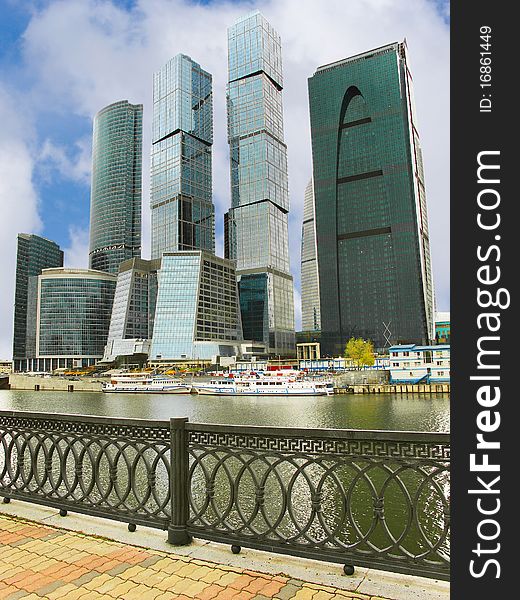 The image of skyscrapers under the white background