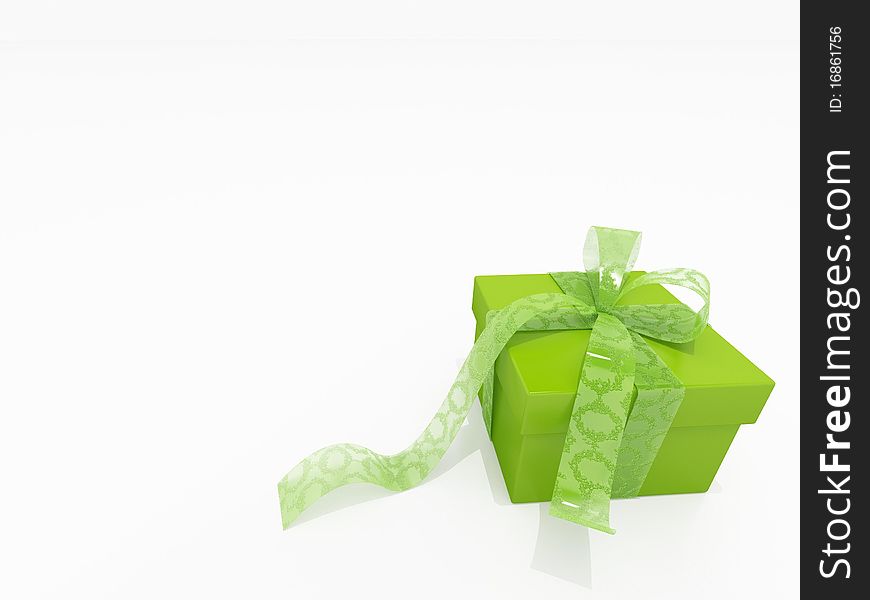 Green box with present on white background.