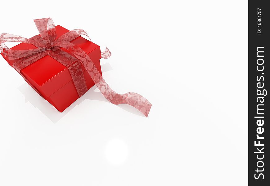 Red box with present on white background.