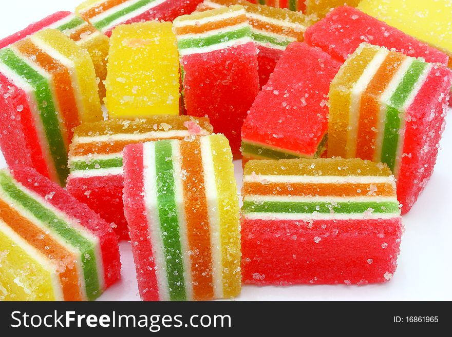 Multi-coloured fruit candy, fruit jelly