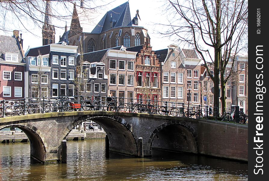 Bridge and House architecture in Amsterdam