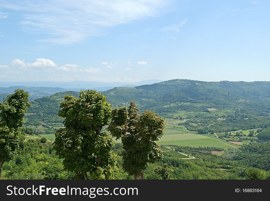 View of the mountain valley from a high point, Croatia