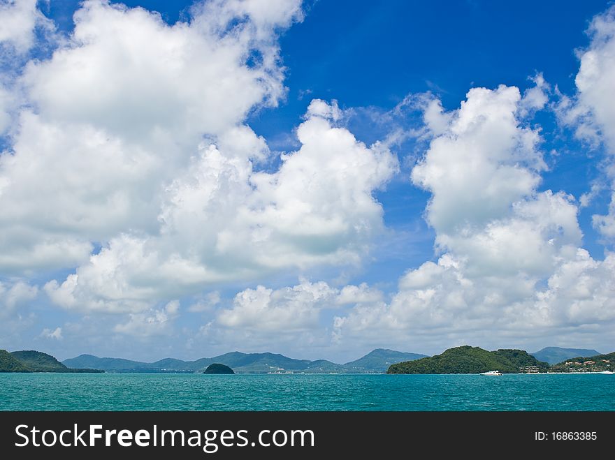Sea and beautiful blue sky with clouds. Sea and beautiful blue sky with clouds