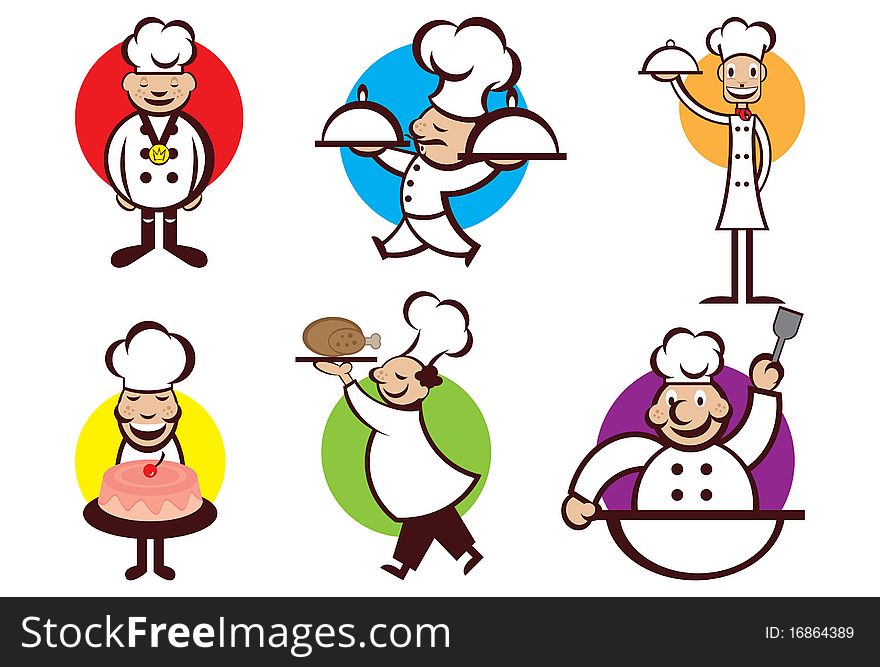 An illustration of different looking chefs. An illustration of different looking chefs