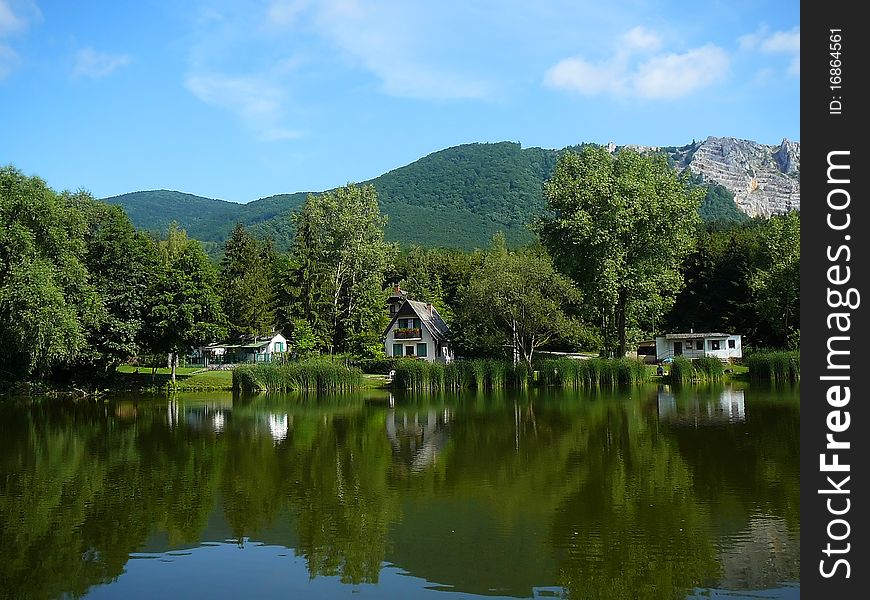Spectacular small lake with houses. Spectacular small lake with houses