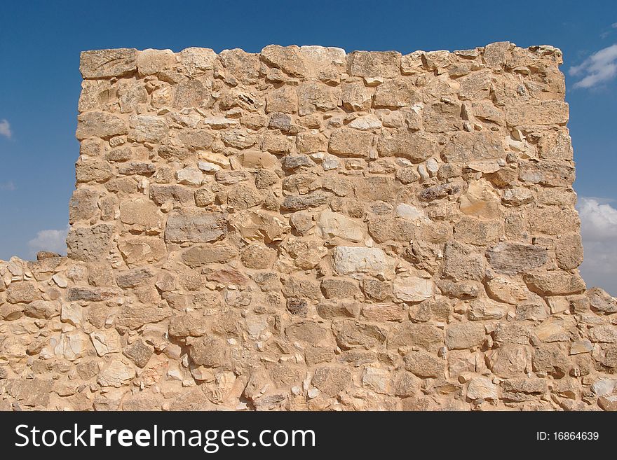 Wall of ancient fortress square tower. Wall of ancient fortress square tower