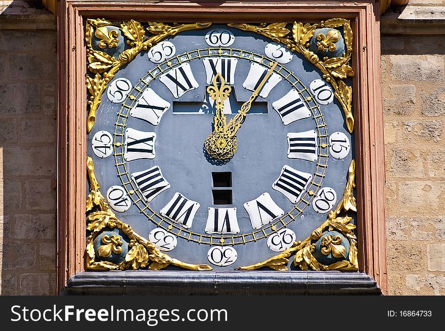 Clock of the Grosse Cloche door at Bordeaux, France