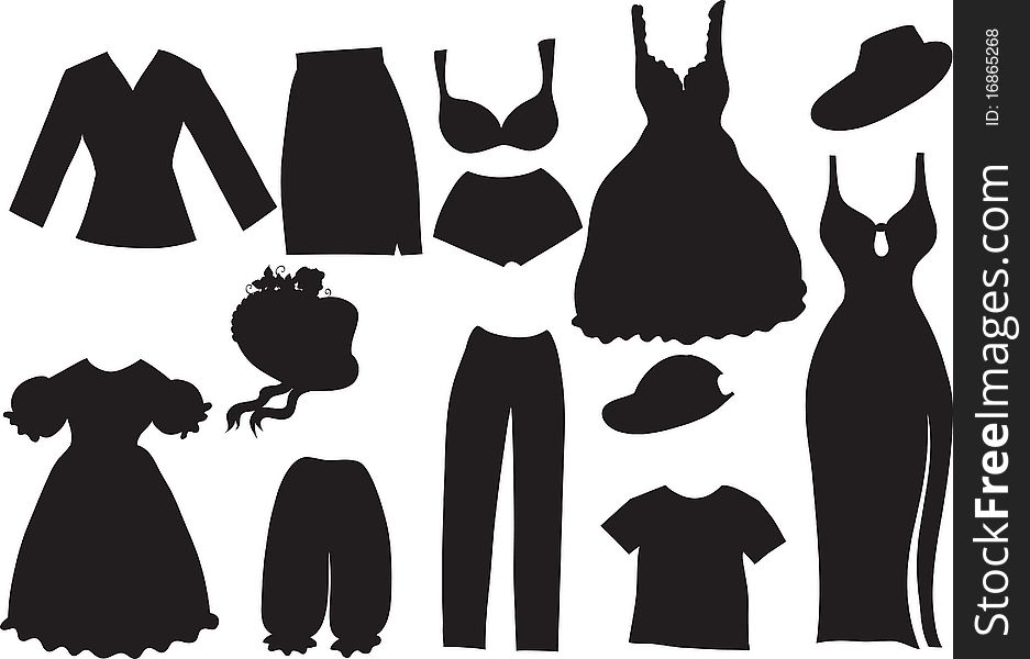 Silhouettes of women clothes