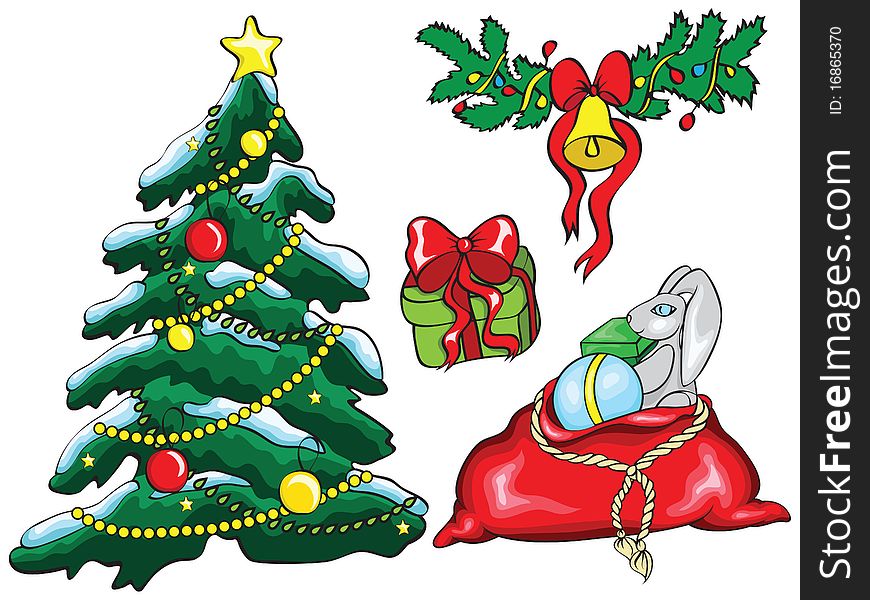 Set of Christmas icons isolated on white background