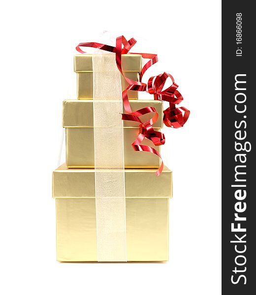Christmas presents isolated against a white background