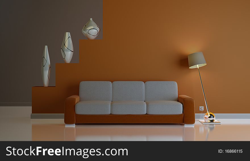 A modern 3d interior composition