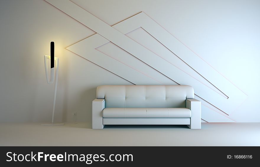 A gray 3d interior composition. A gray 3d interior composition