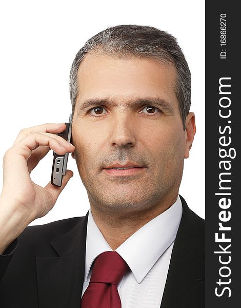 Businessman calling on mobile phone