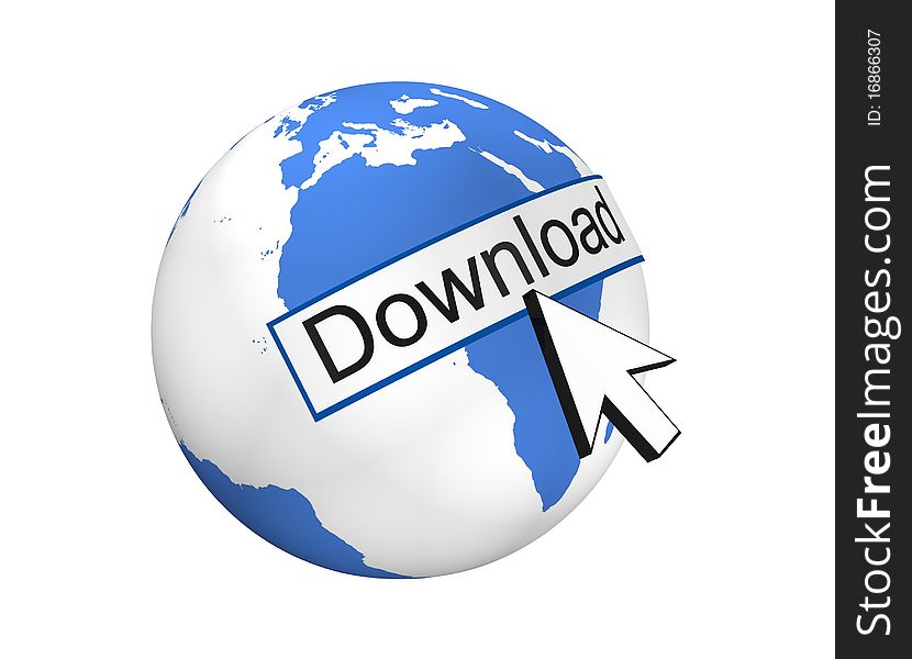 Global Download concept in 3D