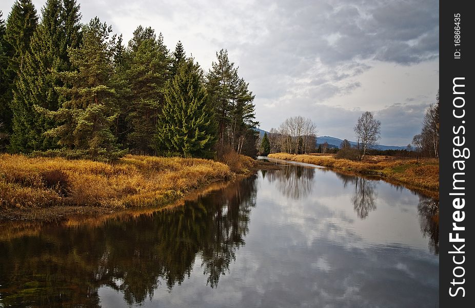 Fall time in national park with river