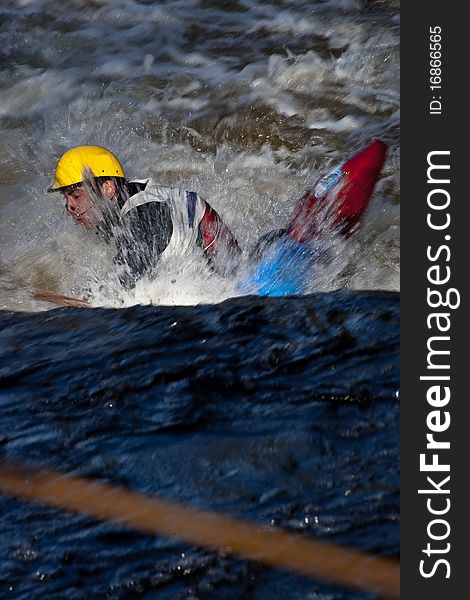 Competition of kayak whitewater freestyle, Russia, Akulovka