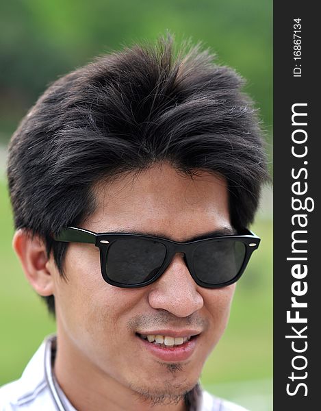 Asia Man Face Thailand Sunglasses Happy