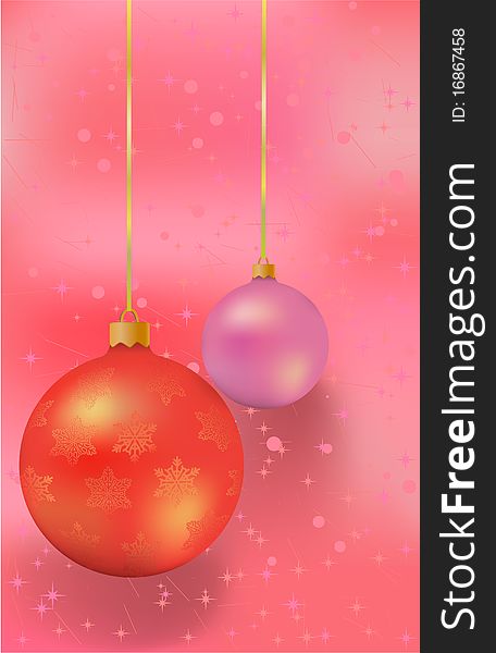 Red christmas background with balls