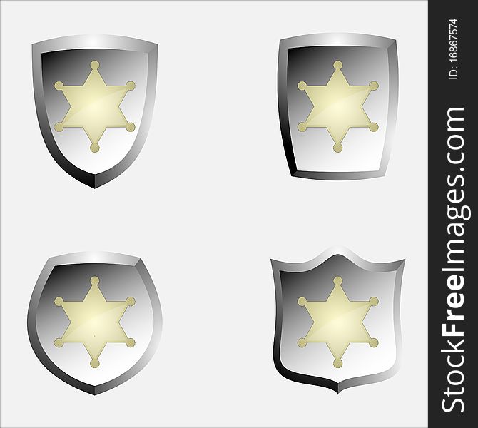 Four sheriff symbols in gray background. Four sheriff symbols in gray background