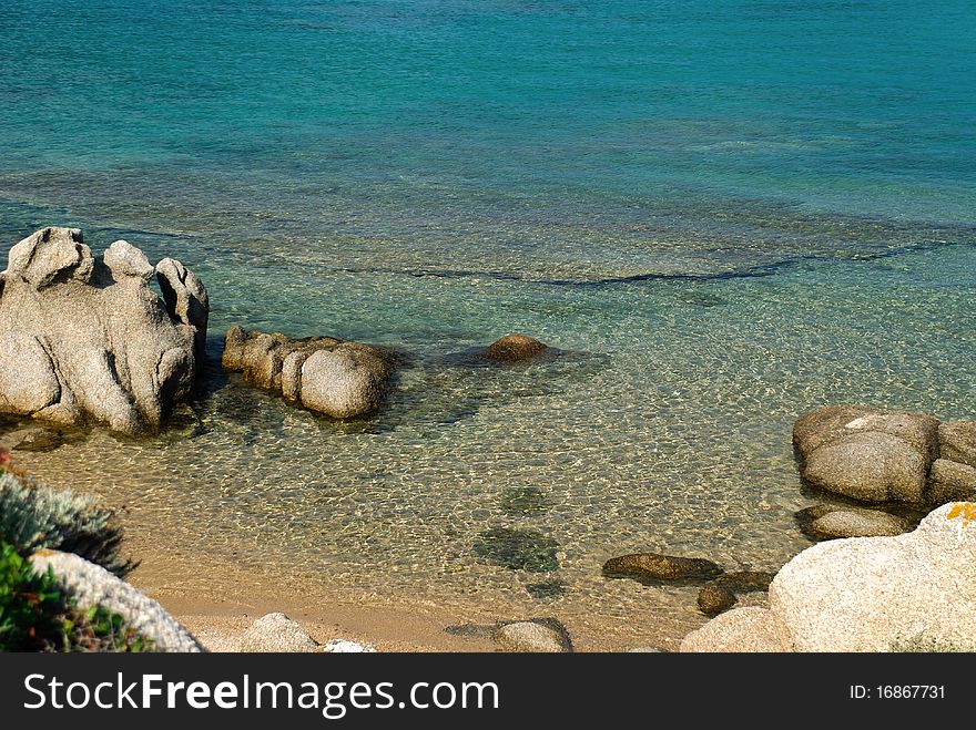 Transparency in the sea of the island of La Maddalena in Sardinia. Transparency in the sea of the island of La Maddalena in Sardinia