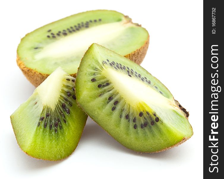 Fresh piece kiwi fruit isolated on white background