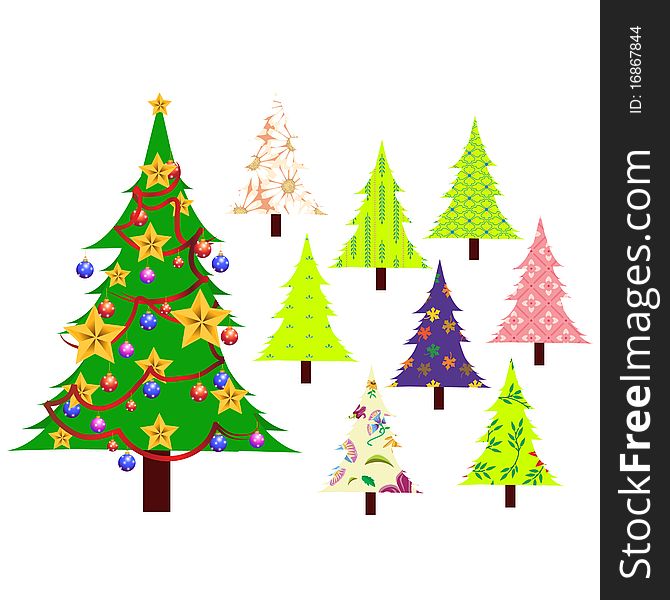 A illustration set of christmas trees. A illustration set of christmas trees