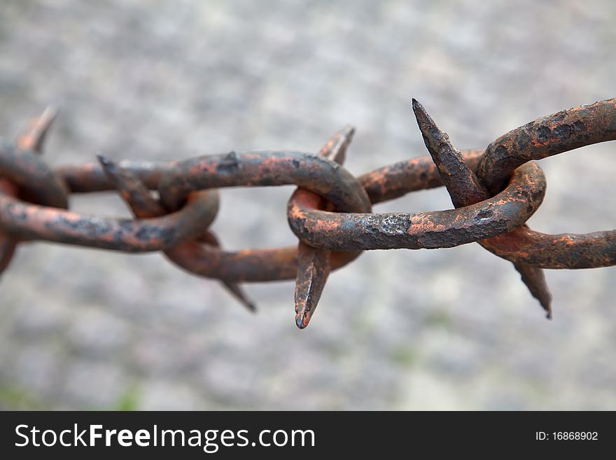 Close up of rusted spiked iron railings. Close up of rusted spiked iron railings