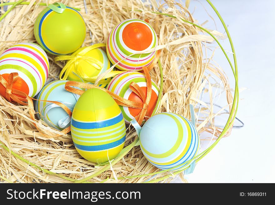 Painted Colorful Easter Eggs isolated in studio