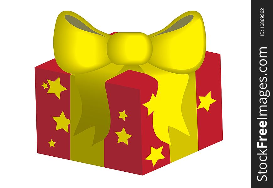 Red gift box with gold bow