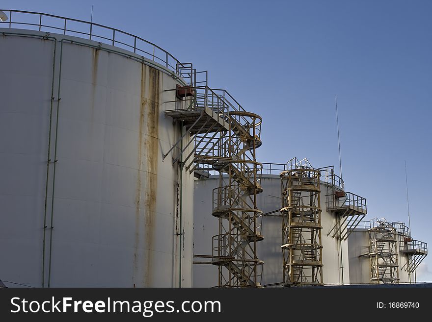 Three fuel silos