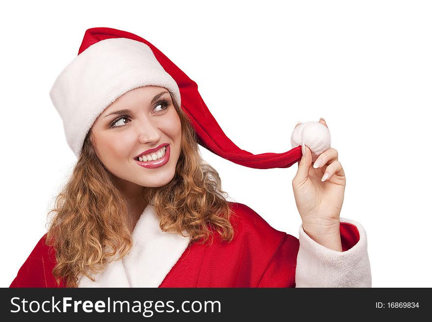 Coquette Santa Claus over white background