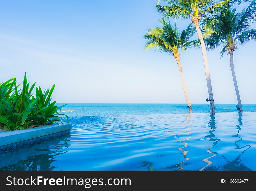 Beautiful landscape of outdoor swimming pool in hotel resort