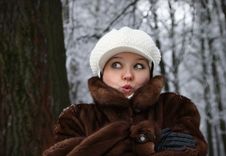The Surprised Girl In A Fur Coat Royalty Free Stock Photos The Surprised Girl In A Fur Coat Royalty Free Stock Photos