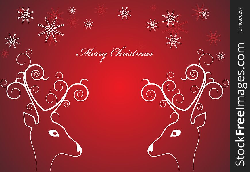 Vector picture about white silhouette of deer on red background. Vector picture about white silhouette of deer on red background