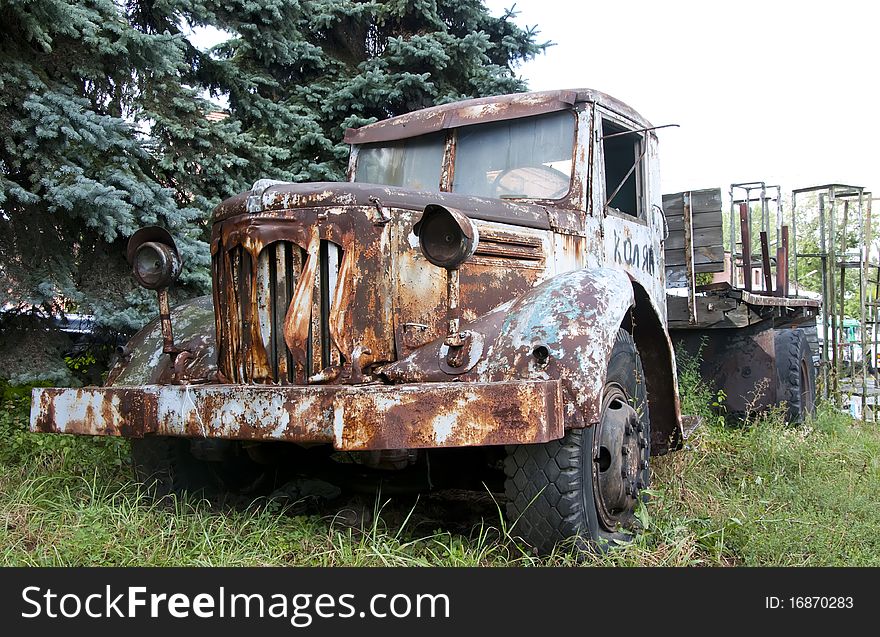 Old rusty truck in a deserted place. Old rusty truck in a deserted place