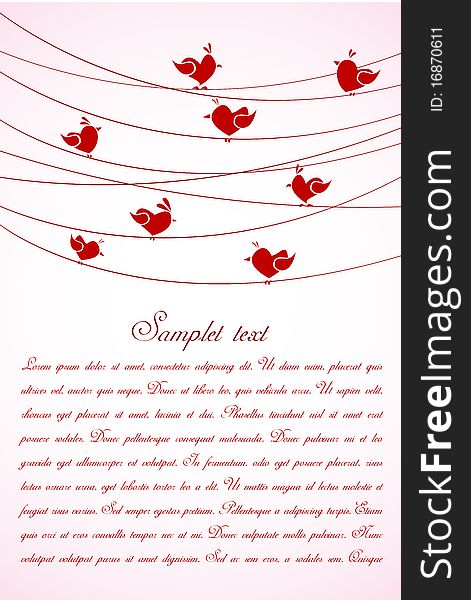 Illustration of love card with birds