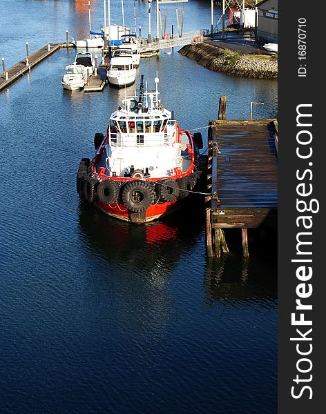 Tugboat at a dock in Tacoma Washington